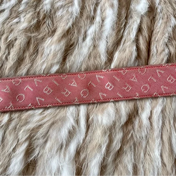 Bvlgari Pink Logo Print Canvas Logo Buckle Belt display picture 1